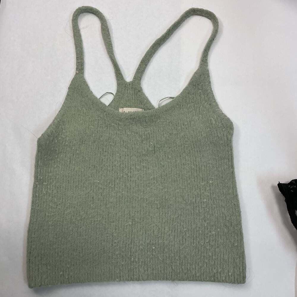 LA Hearts Sage Green Fuzzy Knit Tank Top Size S